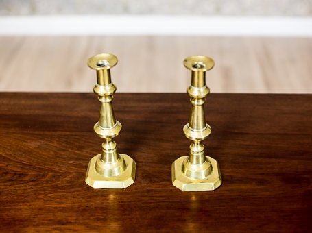 A Pair of Brazen Candle Holders