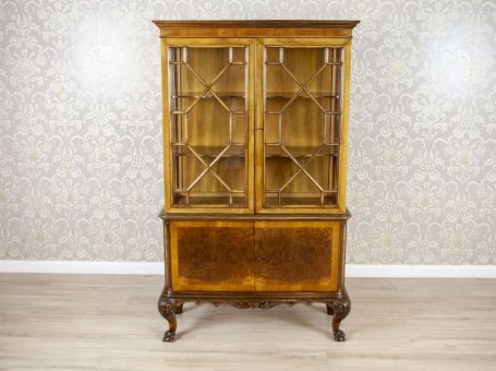 Mahogany Display Cabinet in Chippendale Style from the 1930s