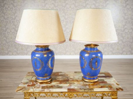 Pair of Vintage Ceramic Electric Lamps from the Late 20th Century