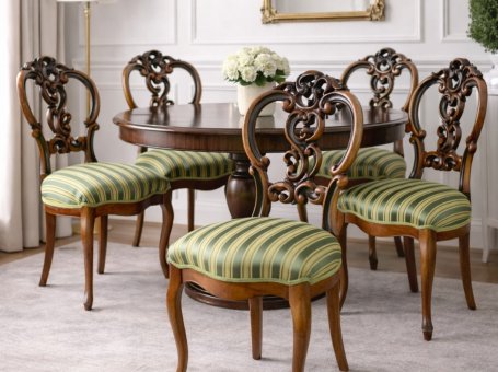 Set of Five Walnut Chairs