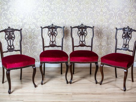 Set of Four Chairs with Openwork Backrests