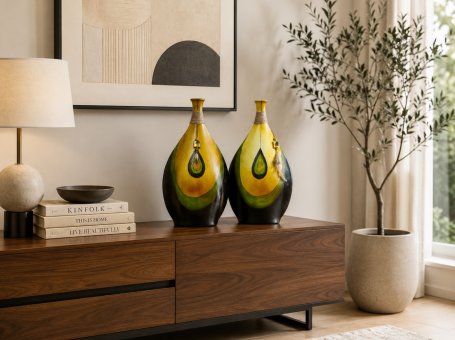 Pair of Stylized African Vases