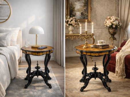 XIX-wieczny stolik z drewna orzechowego