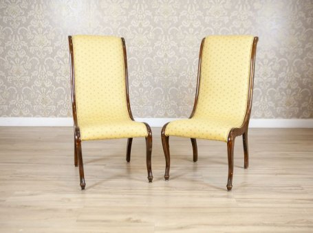 Two Swan Armchairs in Yellow Upholstery, Late 19th Century