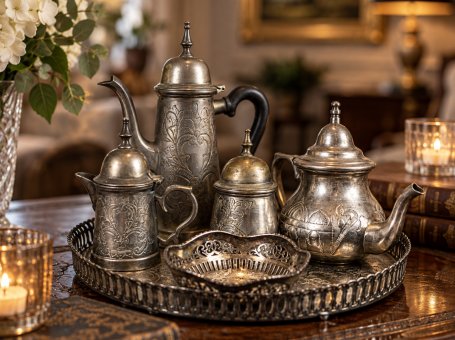 Silver-Plated Coffee Set with Tray