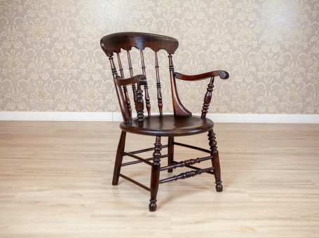 19th-Century English Beech Wood Armchair