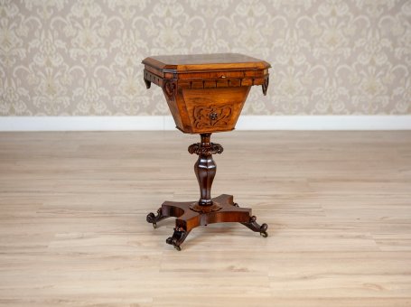 Antique Biedermeier Rosewood Sewing Table from the 19th Century