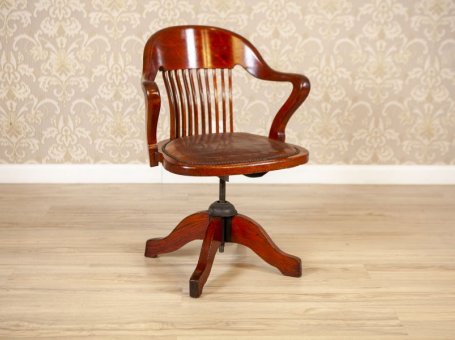 Adjustable Oak Swivel Chair