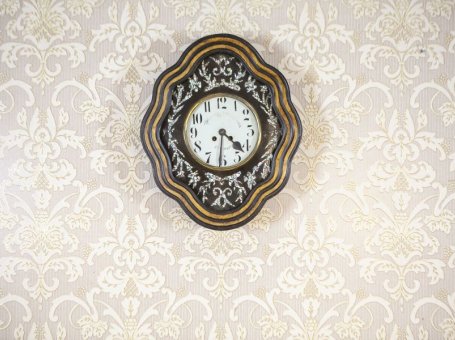 19th-Century Mother-of-Pearl Wall Clock