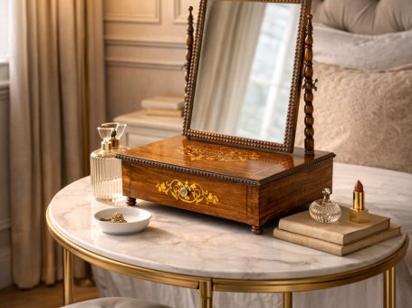 Portable, Inlaid Rosewood Dressing Table from the 1910s-1920s