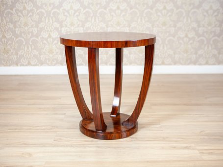 Round Mahogany Side Table Stylized as Art Deco