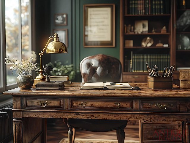 stare meble w gabinecie w stylu angielskim