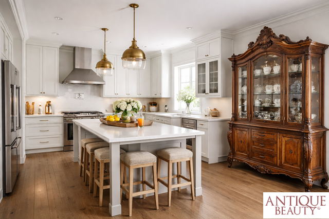 zabytkowy kredens w kuchni